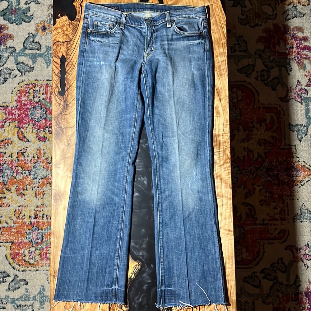 Citizens of Humanity Jeans Boho Stretch Low Waist Raw Hem Bootcut Jeans. Sz 31